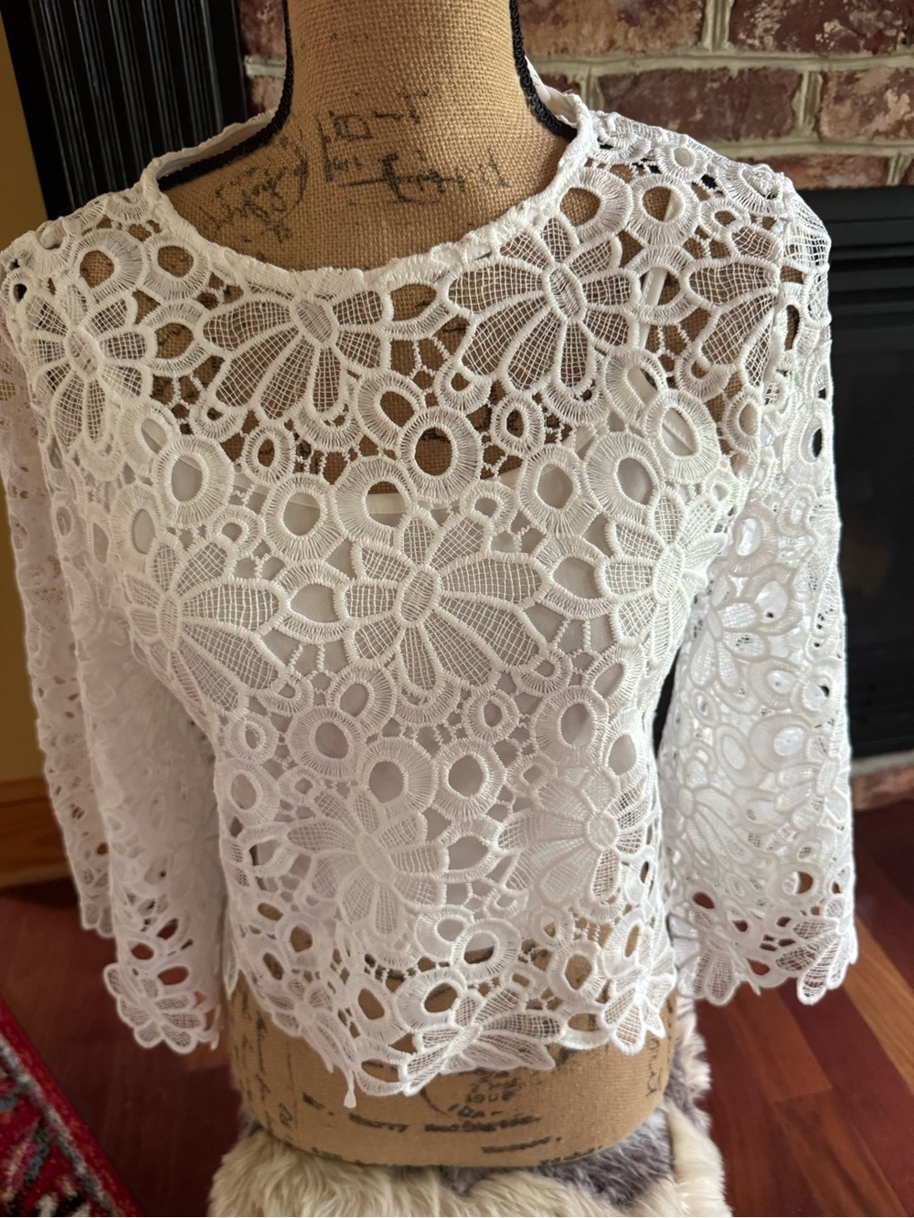 Adiva lace top with 3/4 bell sleeves